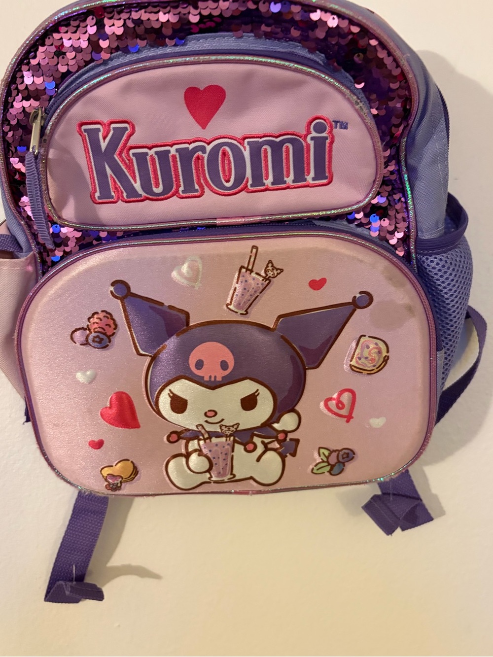 Kuromi Pink & Purple Sequin Kids Backpack